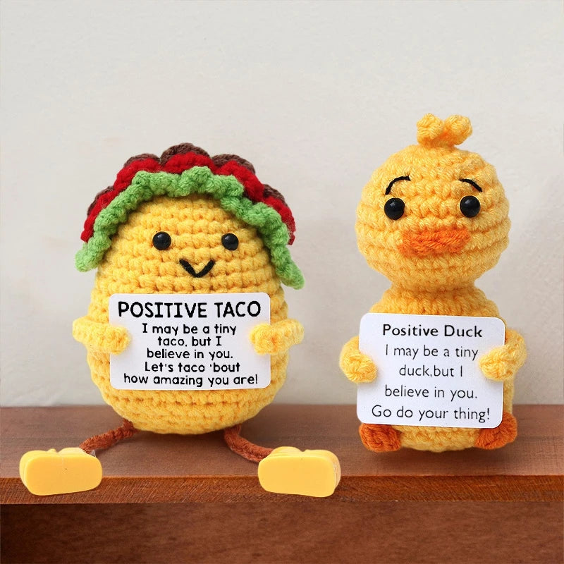 Positive Energy Crochet Pet - Emotional Support Desk Buddy, Encouragement Gift, Coworker Gift
