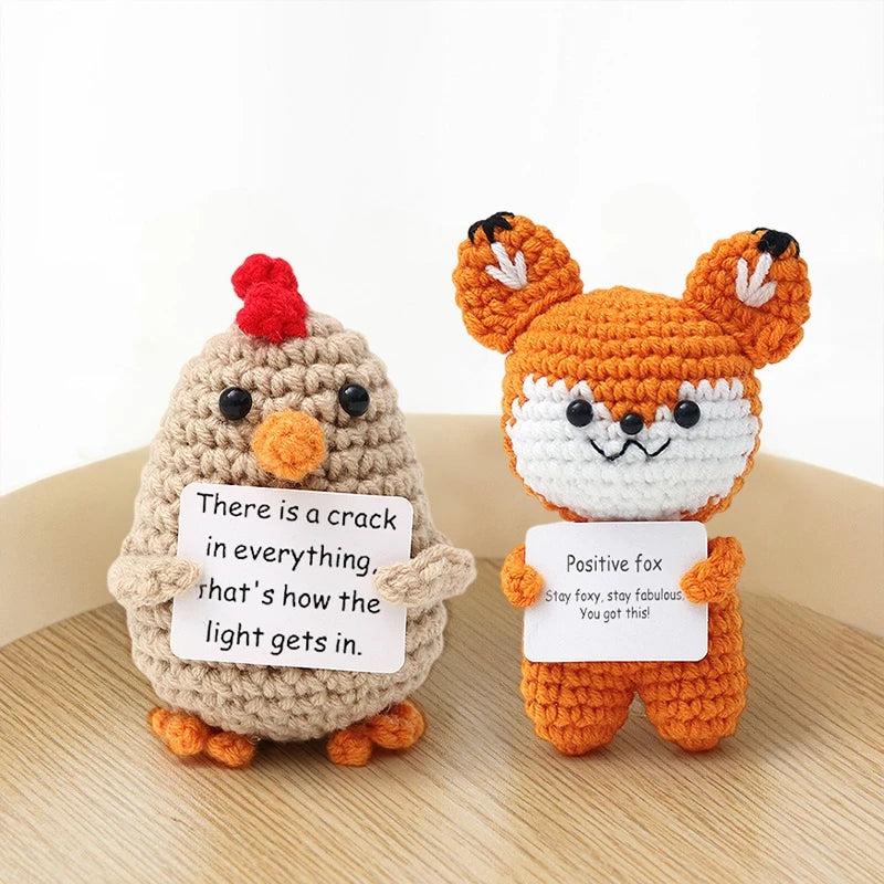 Positive Energy Crochet Pet - Emotional Support Desk Buddy, Encouragement Gift, Coworker Gift