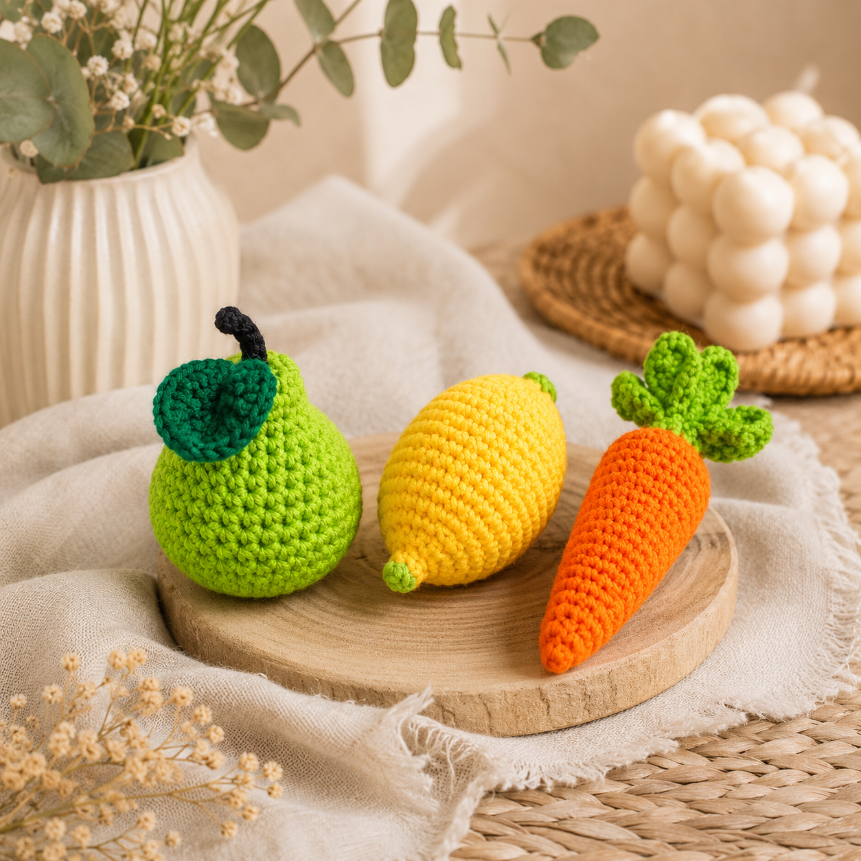 Crochet Fruits and Vegetables Play Food Set Handmade Pretend Food Toys for Kids Baby Shower Gift Christmas Gift