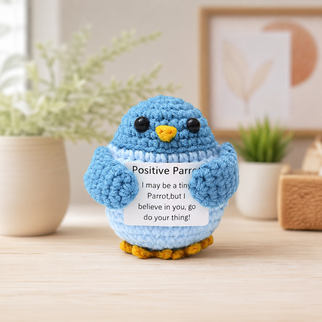 Positive Energy Crochet Pet - Emotional Support Desk Buddy, Encouragement Gift, Coworker Gift