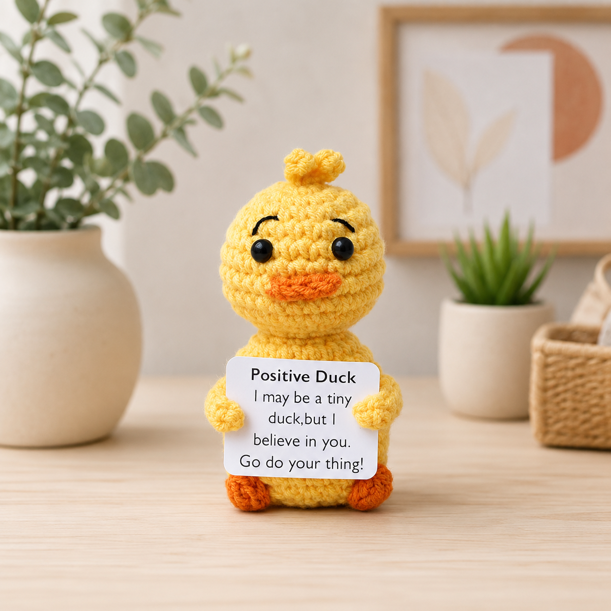 Positive Energy Crochet Pet - Emotional Support Desk Buddy, Encouragement Gift, Coworker Gift