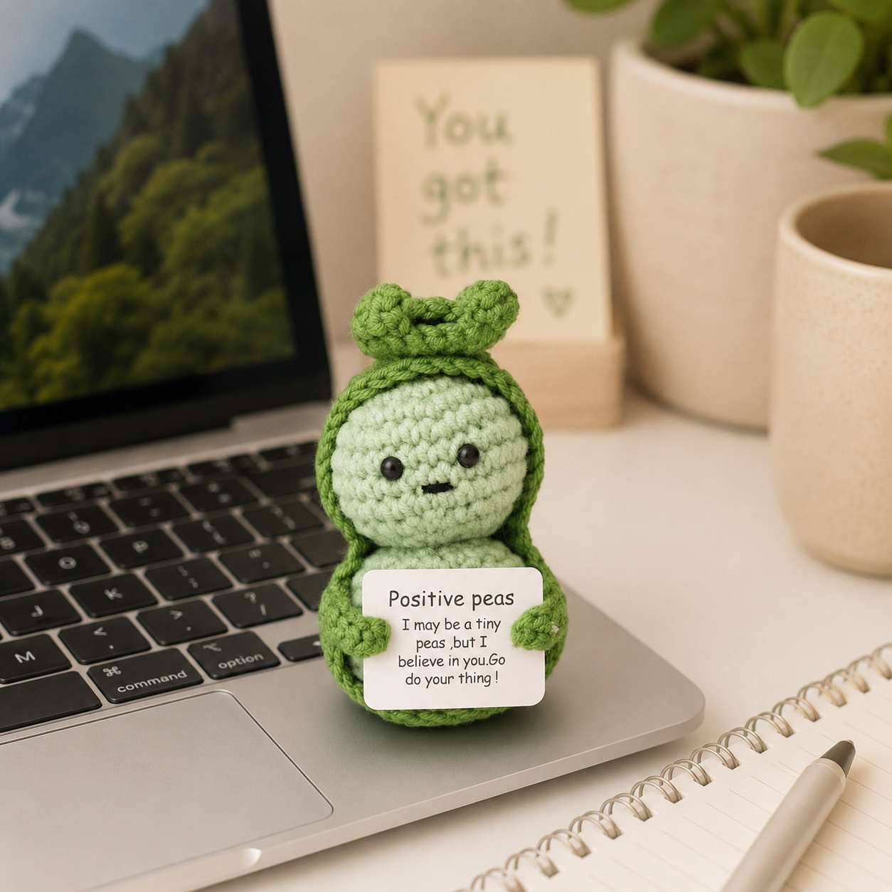 Positive Energy Crochet Pet - Emotional Support Desk Buddy, Encouragement Gift, Coworker Gift