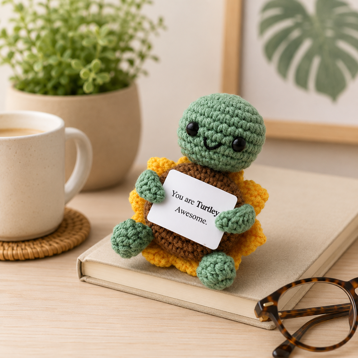 Positive Energy Crochet Pet - Emotional Support Desk Buddy, Encouragement Gift, Coworker Gift