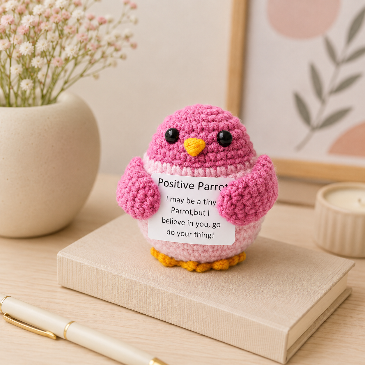 Positive Energy Crochet Pet - Emotional Support Desk Buddy, Encouragement Gift, Coworker Gift