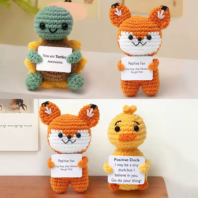 Positive Energy Crochet Pet - Emotional Support Desk Buddy, Encouragement Gift, Coworker Gift