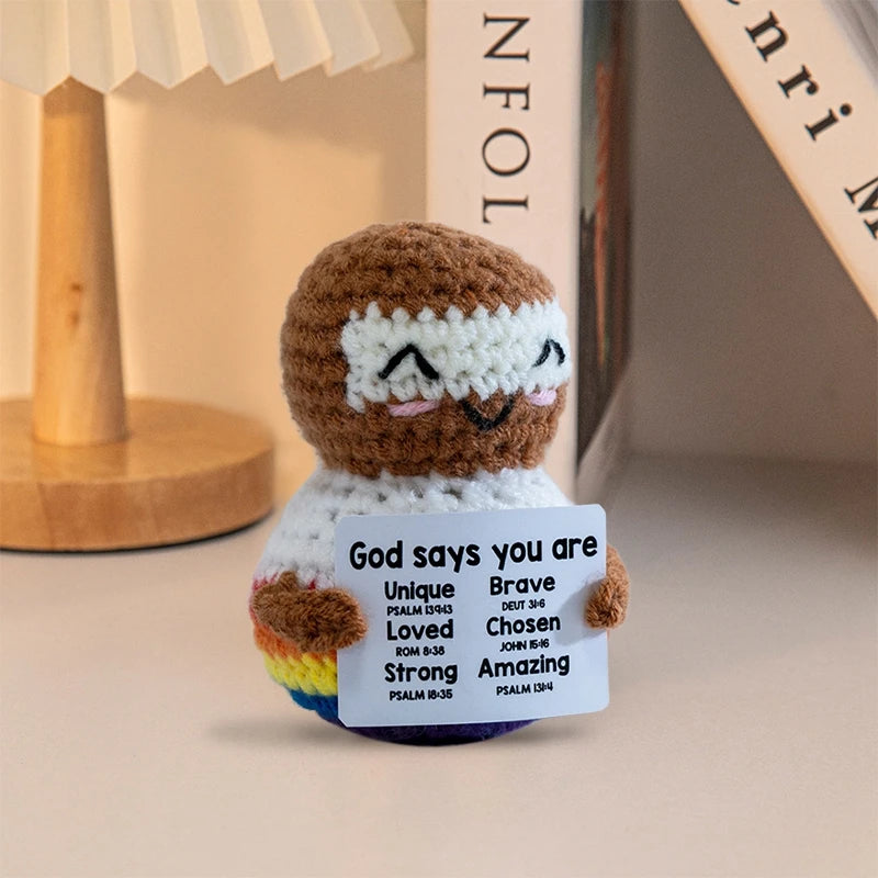 Positive Energy Crochet Pet - Emotional Support Desk Buddy, Encouragement Gift, Coworker Gift