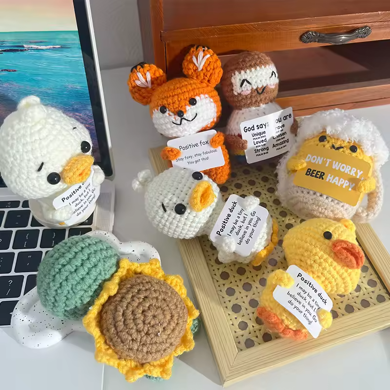 Positive Energy Crochet Pet - Emotional Support Desk Buddy, Encouragement Gift, Coworker Gift