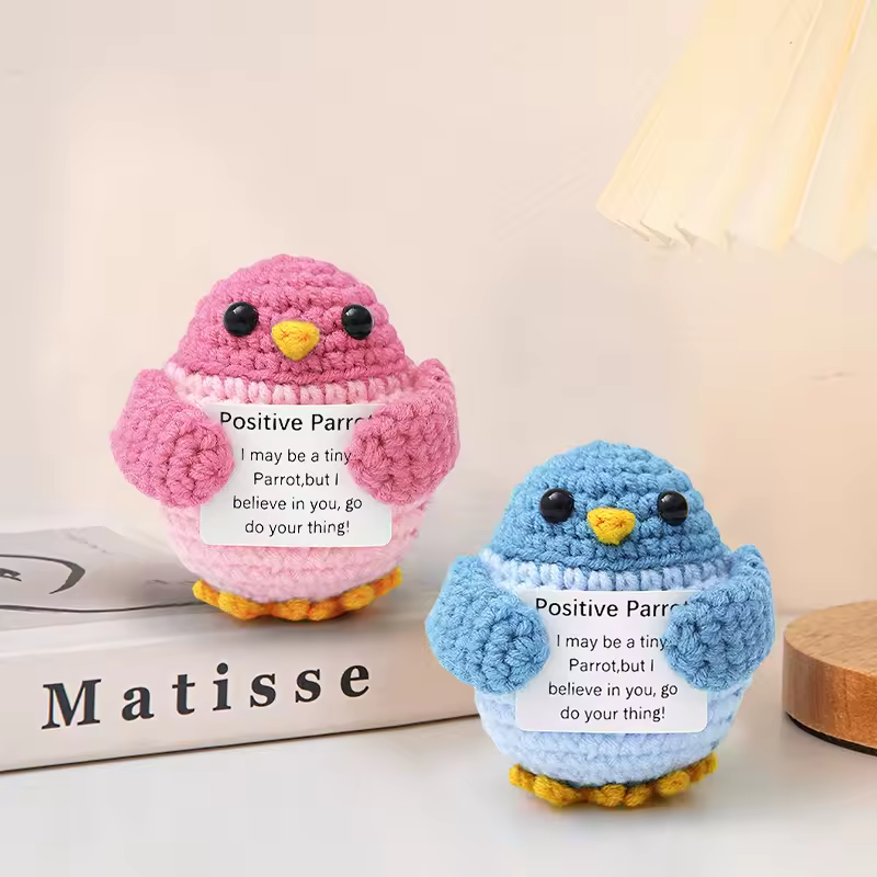Positive Energy Crochet Pet - Emotional Support Desk Buddy, Encouragement Gift, Coworker Gift