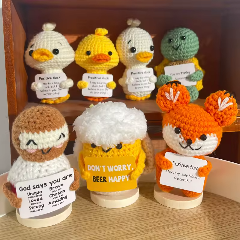 Positive Energy Crochet Pet - Emotional Support Desk Buddy, Encouragement Gift, Coworker Gift