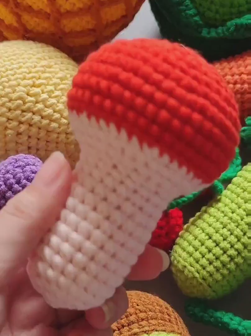 Crochet Fruits and Vegetables Play Food Set Handmade Pretend Food Toys for Kids Baby Shower Gift Christmas Gift
