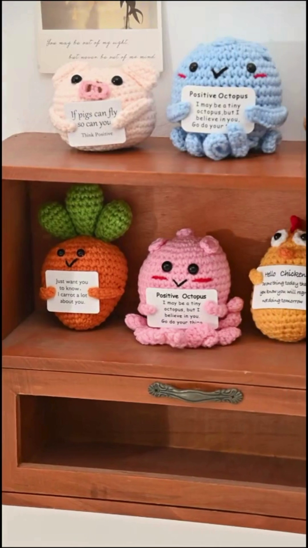 Personalized Emotional Support Crochet Animal, Positive Energy Desk Buddy, Handmade Crochet Pocket Hug, Cute Kawaii Crochet Doll, Encouragement Gift for Coworker, Gift for Her, Gift for Him